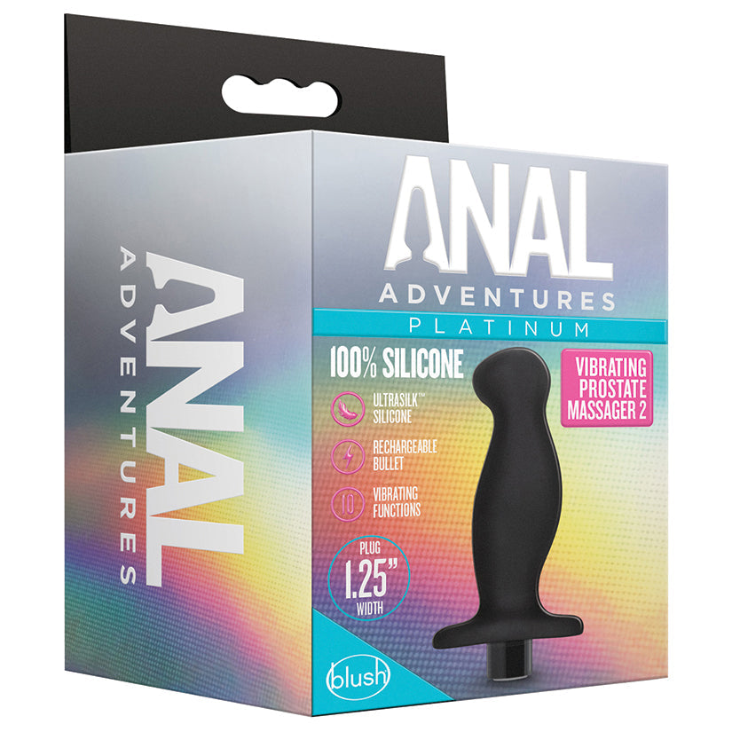 Anal Adventures Platinum Silicone Vibrating Prostate Massager 02  -Black