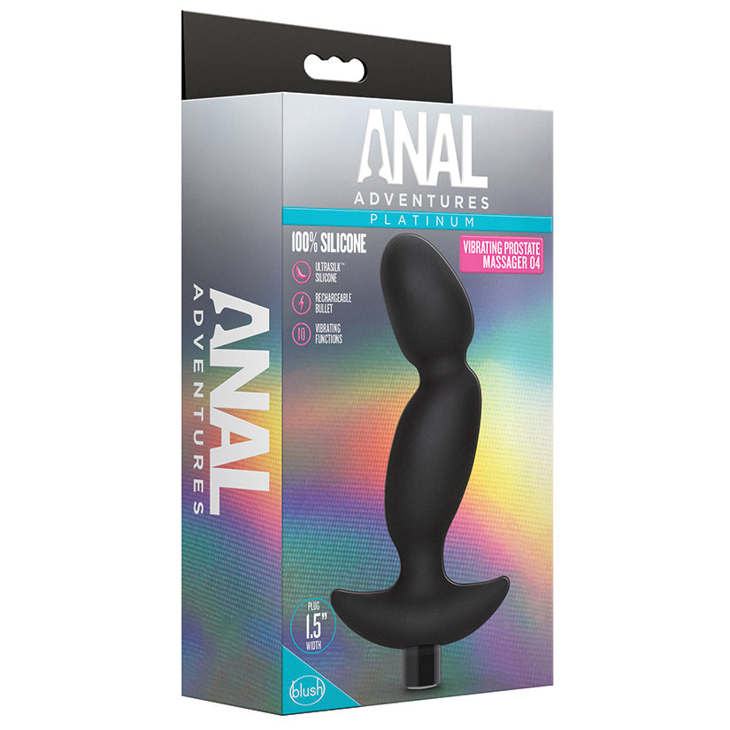 Anal Adventures Platinum Silicone Vibrating Prostate Massager 04  -Black