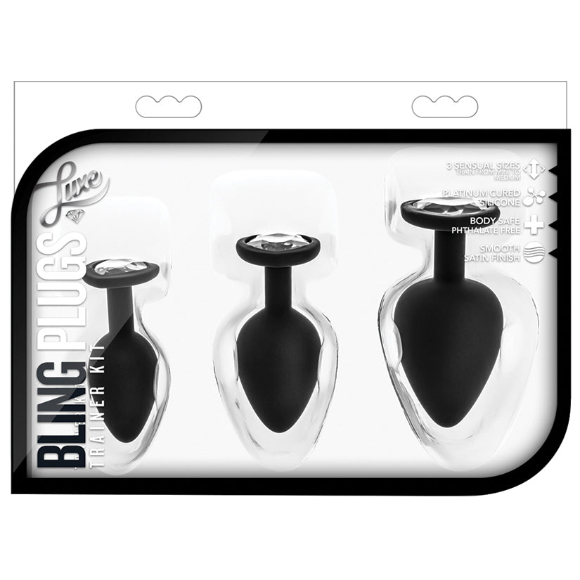 Luxe Bling Plugs Training Kit-Black With White Gems