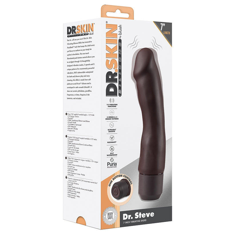 Dr. Skin Silicone Dr. Steve Vibrating Dildo-Brown 7"