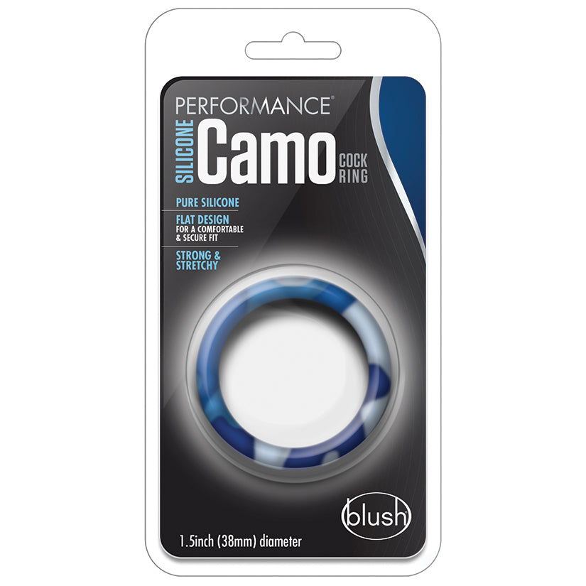 Performance Silicone Cock Ring-Blue Camoflauge