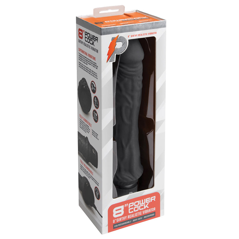 Powercocks Girthy Realistic Vibrator-Black 8