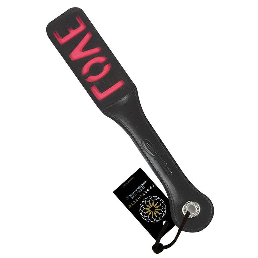 Sportsheets Leather Impression Paddle-Love 12"