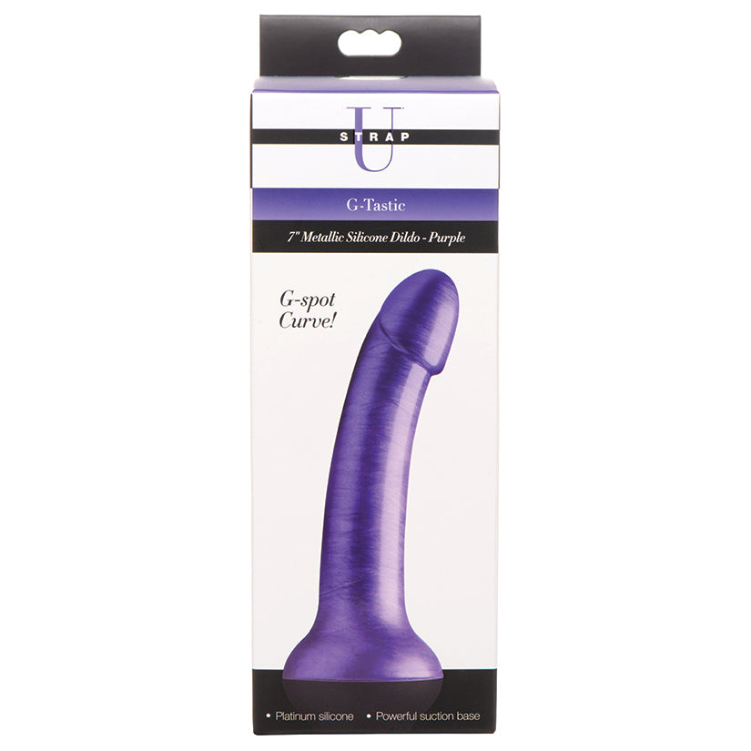 Strap U G-Tastic Metallic Silicone Dildo-Purple 7"